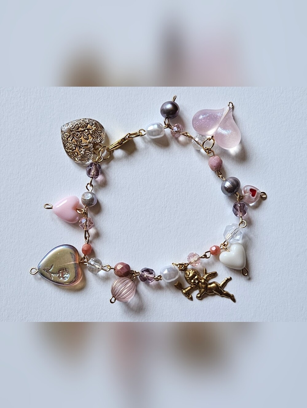 Gold Heart Charm Bracelet